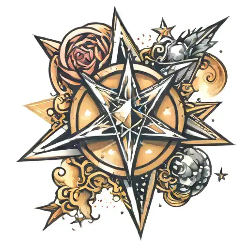 shiny star sign tattoo design idea