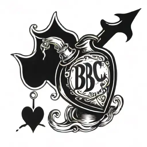 small black spade with the phrase "BBC Slut" under it tattoo design idea