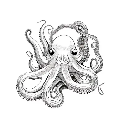 octopus with boat tattoo design idea