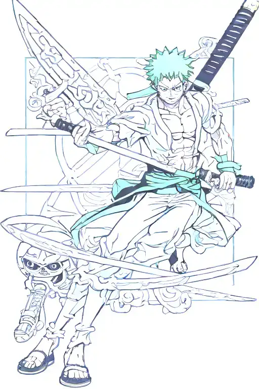 zoro one piece swords tattoo design idea