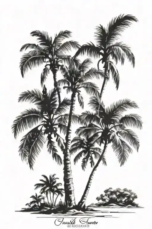palm tree silhouette tattoo design idea