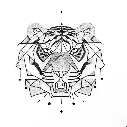 simple geometric Tiger head tattoo design idea