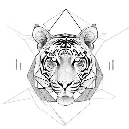 geometric Tiger head tattoo design idea