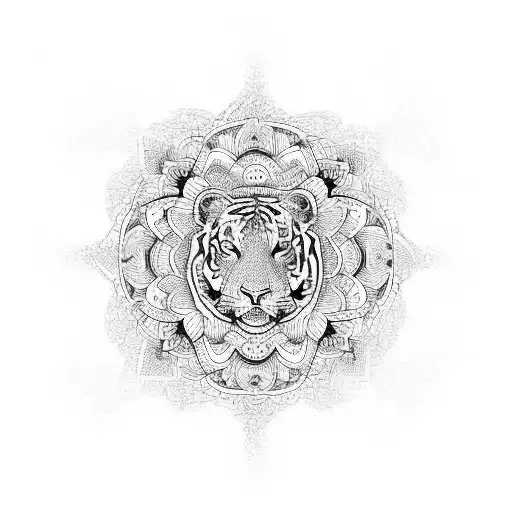 simple tiger mandala tattoo design idea