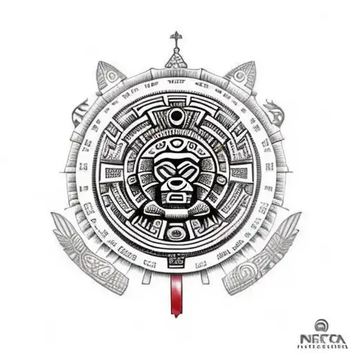 aztec calendar gallo de pelea tattoo design idea