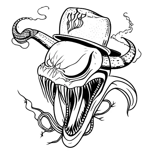 Venom with hat tattoo design idea