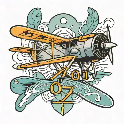 Airplane Roman Numerals 07 10 2001  tattoo design idea