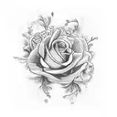 ghost in casket surrouded by flowers tattoo design idea