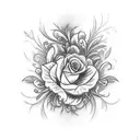 ghost in casket surrouded by flowers tattoo design idea