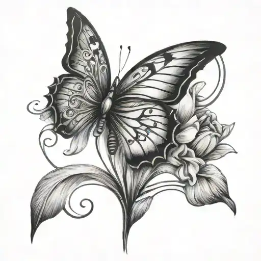 tulip music note butterfly made tattoo design idea