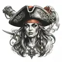lady pirate tattoo design idea