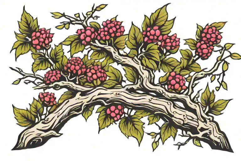 thorny willow tree branch tattoo design idea