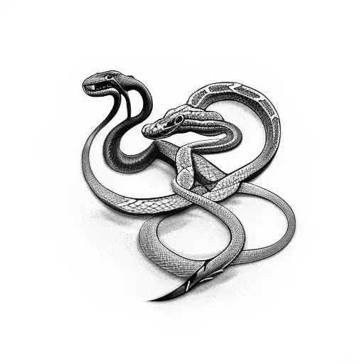 Snake with sword tattoo design idea