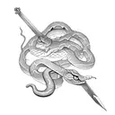 Snake with sword tattoo design idea
