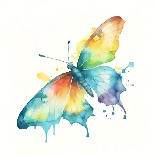 rainbow butterfly perched tattoo design idea