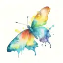 rainbow butterfly perched tattoo design idea
