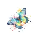 rainbow butterfly perched tattoo design idea