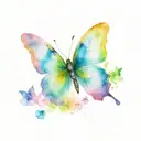 rainbow butterfly perched tattoo design idea