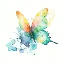 rainbow butterfly perched tattoo design idea