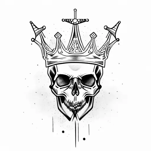 graffity skull with crown profile side tattoo design idea