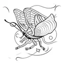 butterfly where one side of the wings are flowers and the other half is a ripped American flag tattoo design idea