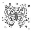 butterfly where one side of the wings are flowers and the other half is a ripped American flag tattoo design idea