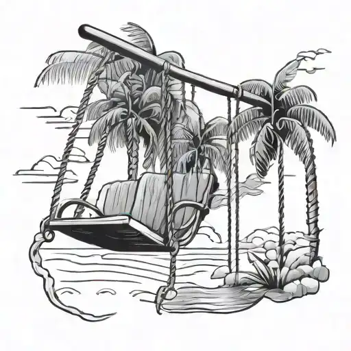 Palms and a swing between tattoo design idea