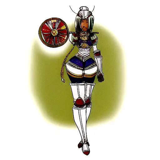 African woman warrior with the armor of God on  tattoo design idea