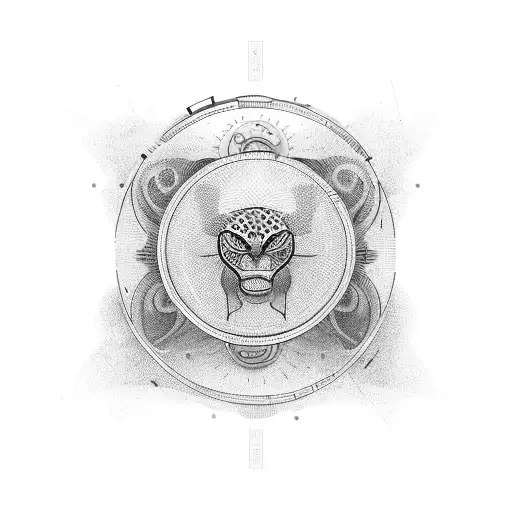 2 Circles and betwen  with basketball, gold coin, jing-jang and eart tattoo design idea