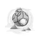 2 Circles and betwen  with basketball, gold coin, jing-jang and eart tattoo design idea