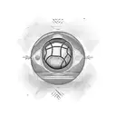 2 Circles and betwen  with basketball, gold coin, jing-jang and eart tattoo design idea