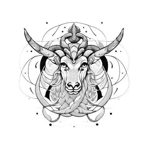 linked aries, capricorn and leo design tattoo design idea