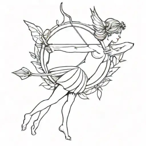 Fairy with a bow and arrow  tattoo design idea
