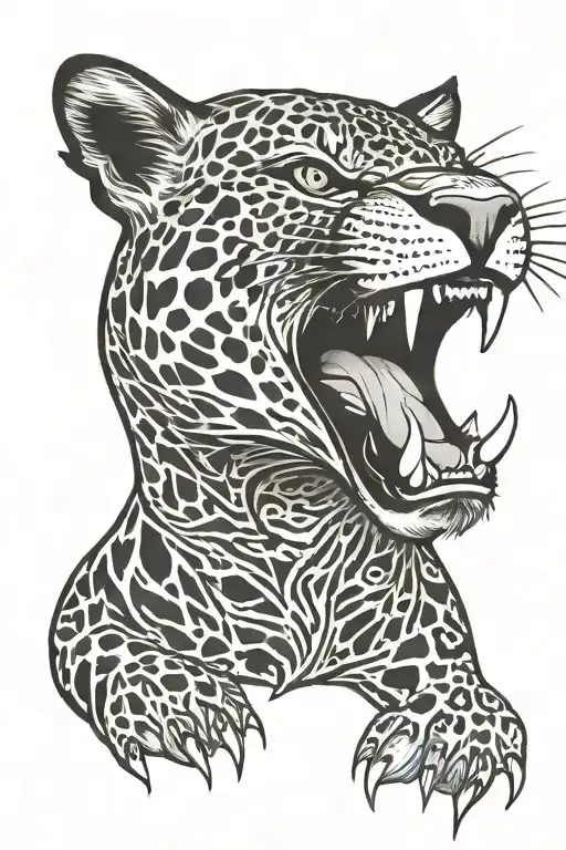 a growling jaguar tattoo design idea