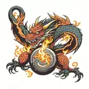 dragon and calcifer spirited away tattoo design idea