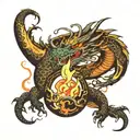 dragon and calcifer spirited away tattoo design idea