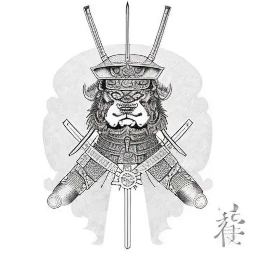 samurai in full armor with a 3 tomoe sharingan  tattoo design idea