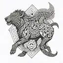 indra vs banasura tattoo design idea
