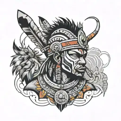 zulu warrior surrounded tattoo design idea