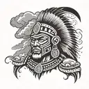 zulu warrior surrounded my rain clouds tattoo design idea