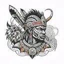 zulu warrior surrounded tattoo design idea