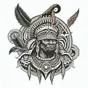 zulu warrior surrounded tattoo design idea