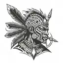 zulu warrior surrounded tattoo design idea