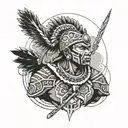 zulu warrior surrounded tattoo design idea