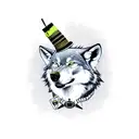 A wolf wearing a steampunk top hat and monocle tattoo design idea