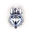 A wolf wearing a steampunk top hat and monocle tattoo design idea