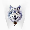 A wolf wearing a steampunk top hat and monocle tattoo design idea