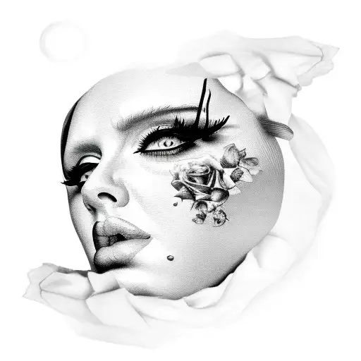 adele rolling in the deep with her portrait  tattoo design idea