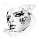 adele rolling in the deep with her portrait  tattoo design idea