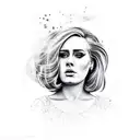 adele rolling in the deep with her portrait  tattoo design idea
